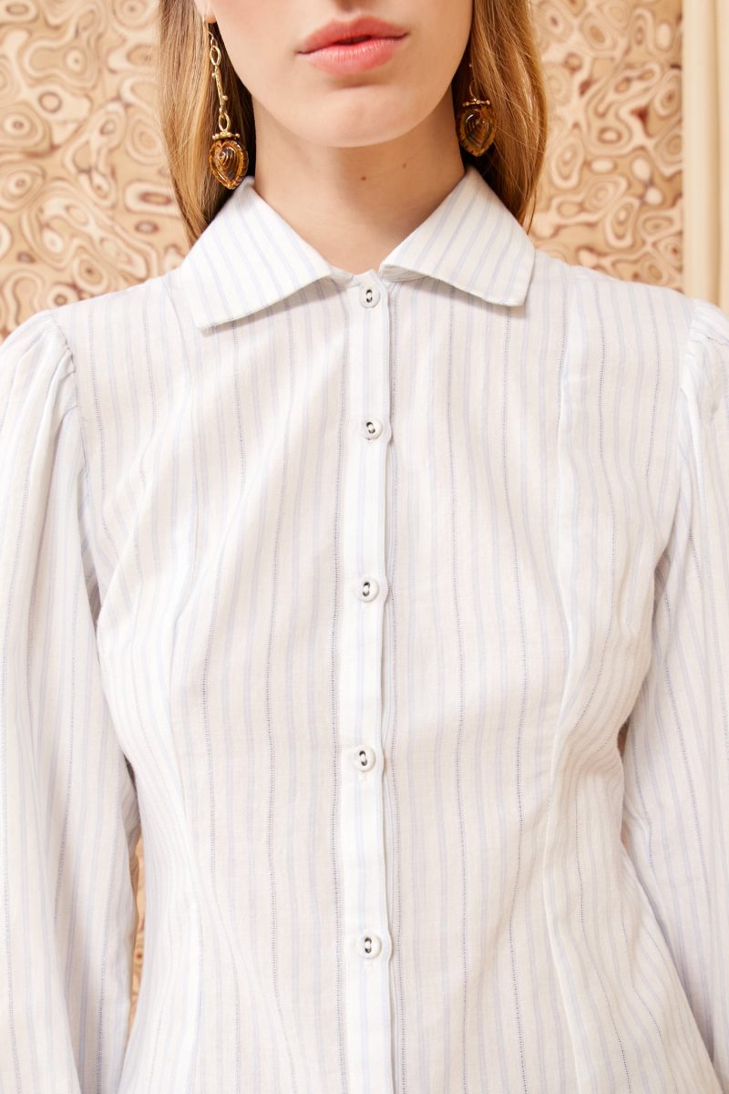 ULLA JOHNSON Arden Blouse SKY STRIPE 02 ALT