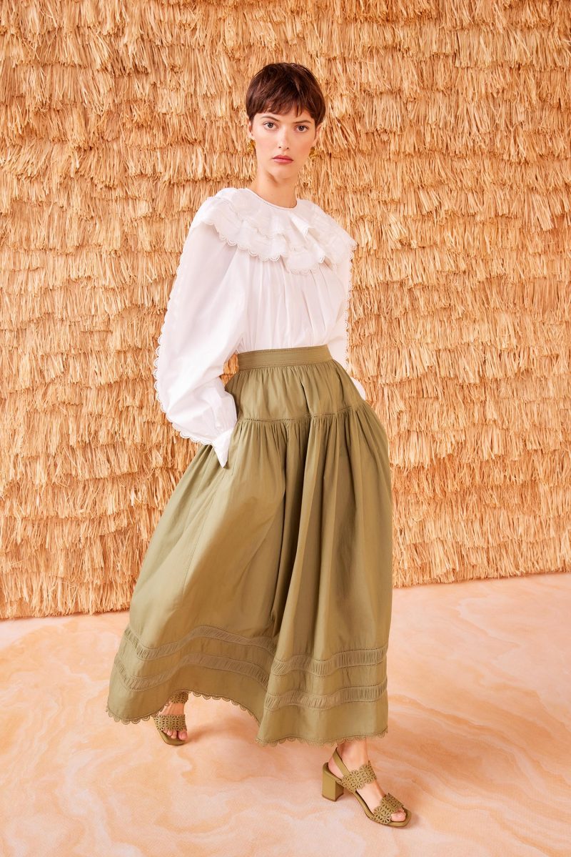 ULLA JOHNSON Harlow Skirt LICHEN 01 MAIN