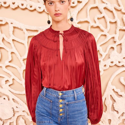 ULLA JOHNSON Mia Blouse CLARET 03