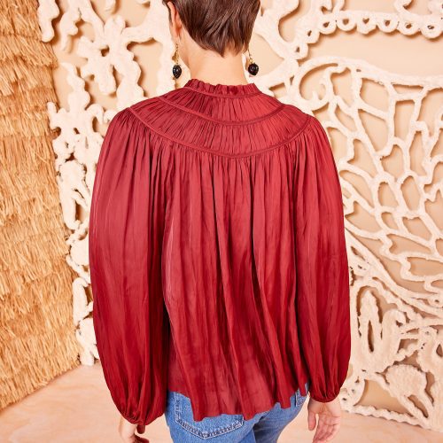 ULLA JOHNSON Mia Blouse CLARET 04