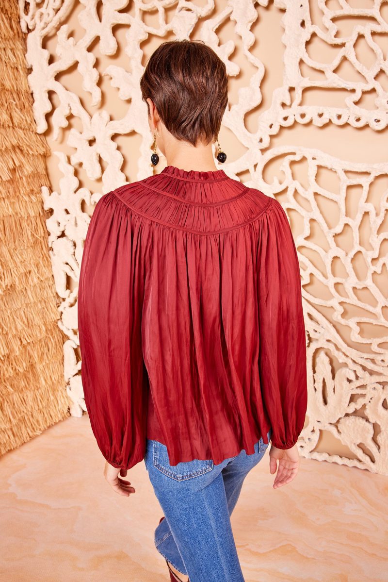 ULLA JOHNSON Mia Blouse CLARET 04